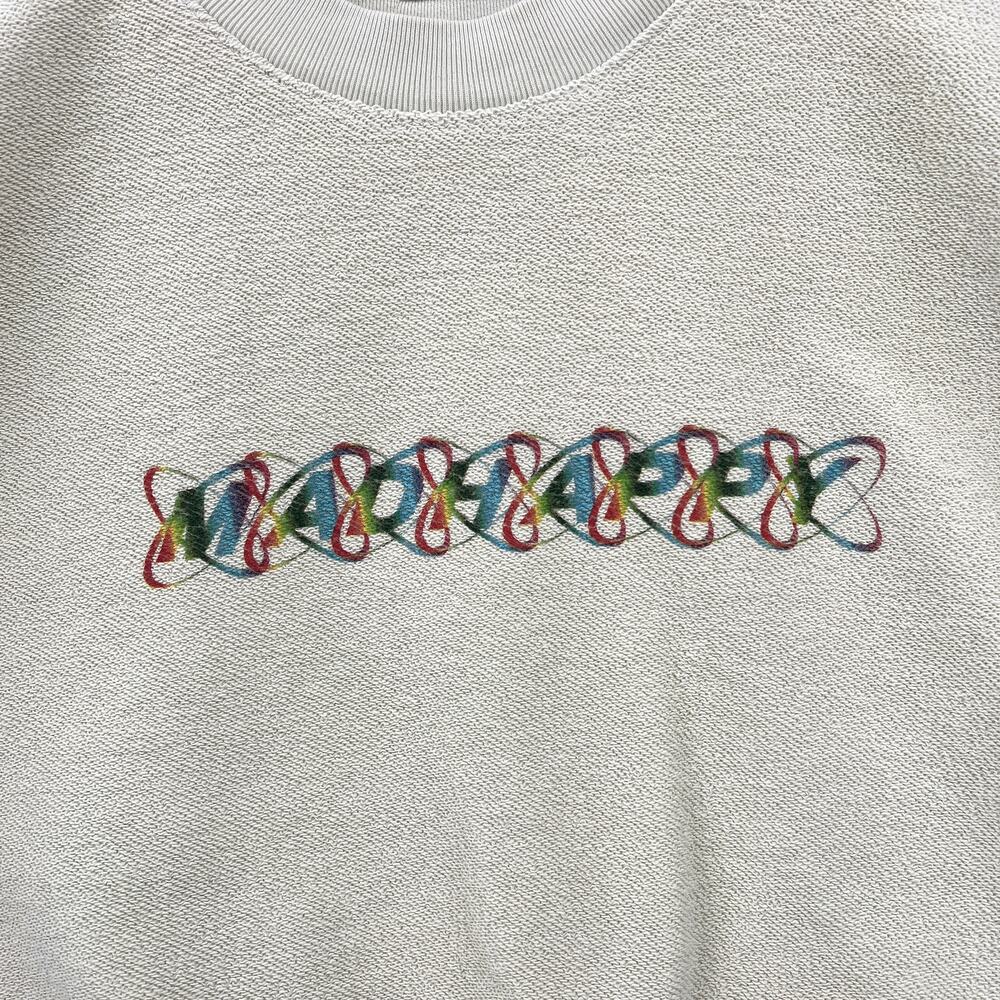 MADHAPPY Rainbow Cropped Crewneck  Sweatshirt Womens Small Pale Green Pullover - Picture 11 of 15